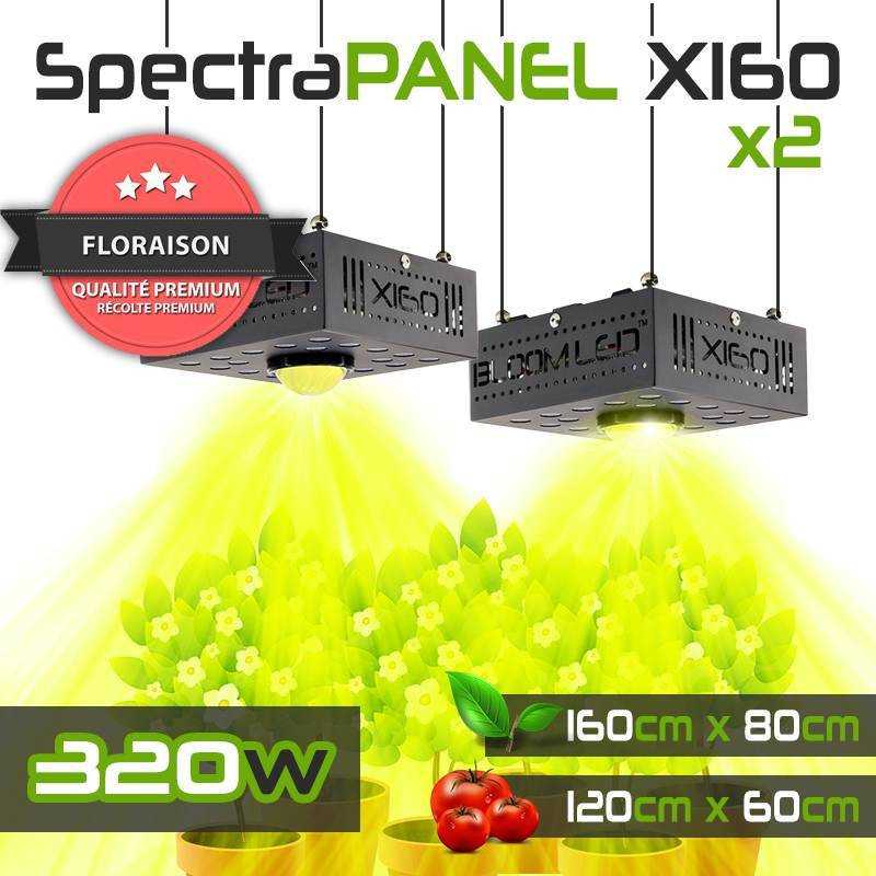 Pack x2 focos LED de cultivo SpectraPANEL X160 de BloomLED