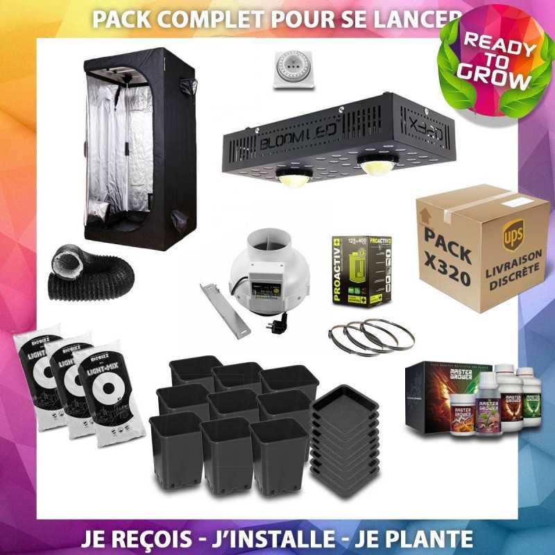 Pack complet culture indoor 80x80 BloomLED avec lampe LED SpectraPANEL X320, box et filtre à charbon