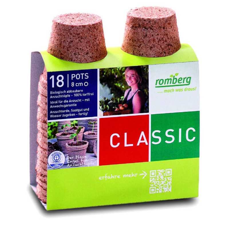 Pack of 18 BloomLED biodegradable 8 cm pots for seed starting and propagation