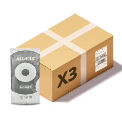 x3 Sac de terreau All-Mix 20L - Livraison en colis - Terre pour la culture en intérieur sous lampes horticoles LEDs - Biobizz