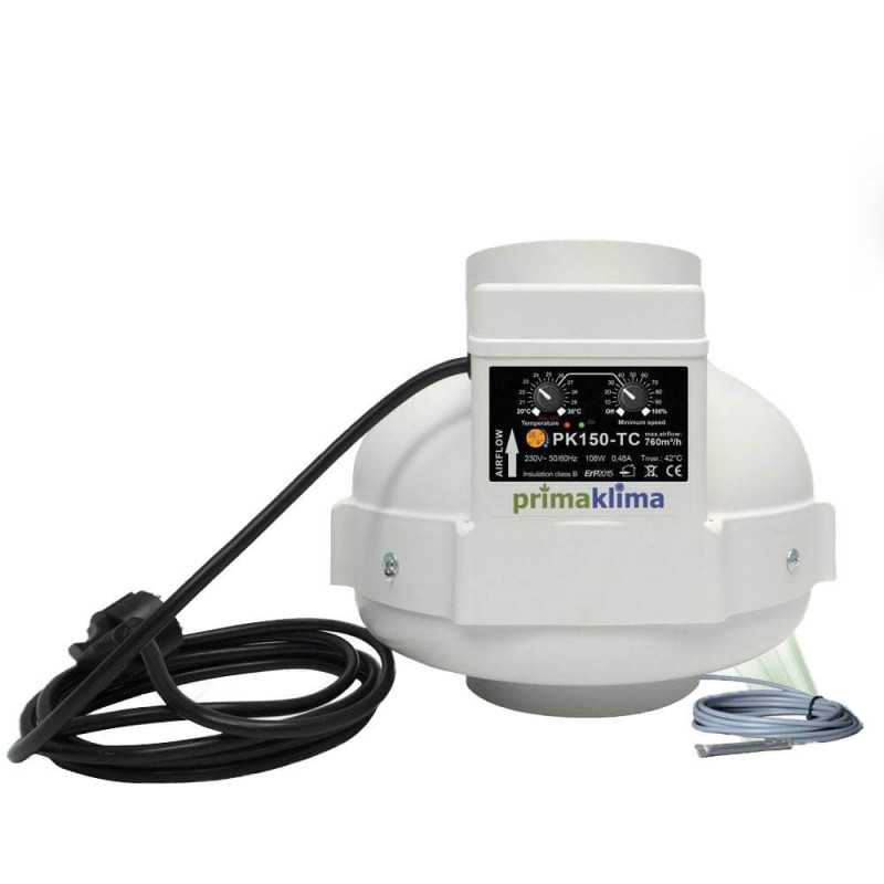 Extracteur d'air Prima Klima 150 mm - 760m3/h - Thermo Control  - 2