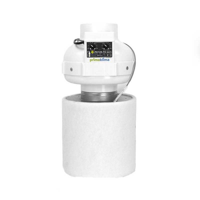 Extracteur Prima Klima Thermo Control- PL125-TC - Ø125mm - 2vitesses - 220 et 400m3/h + Filtre à Charbon Ø125mm Prima Klima - 2
