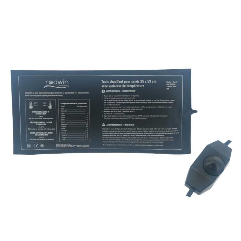 Rodwin 40W Heizmatte 51x53cm mit Temperaturregler für Anzucht und Stecklinge