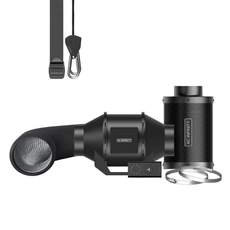 Kit de Filtración 100 mm con Extractor de Aire Silencioso, Filtro de Carbón y Conducto - AC-FKS4 - AC INFINITY