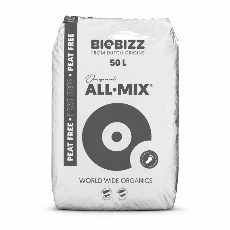 Sustrato BIOBIZZ All·Mix® Peat Free 50L – Sin turba, sustrato prefertilizado para cultivo completo