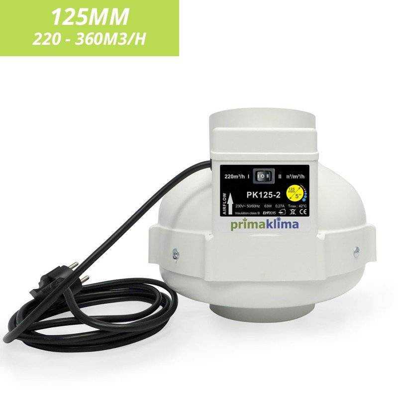 Extracteur Prima Klima diam 125 - 2 vitesses - 220-360m3/h Plug & Play