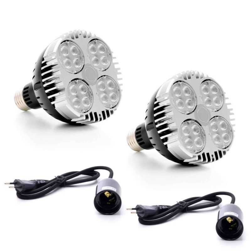 Paquete de bombillas hortícolas LED SpectraBULB X30 x2 + Cable E27 100cm x2 - Plug & Grow - Alto rendimiento