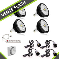 Pack 4x bombillas hortícolas LED COB X20 Plug & Play con programador