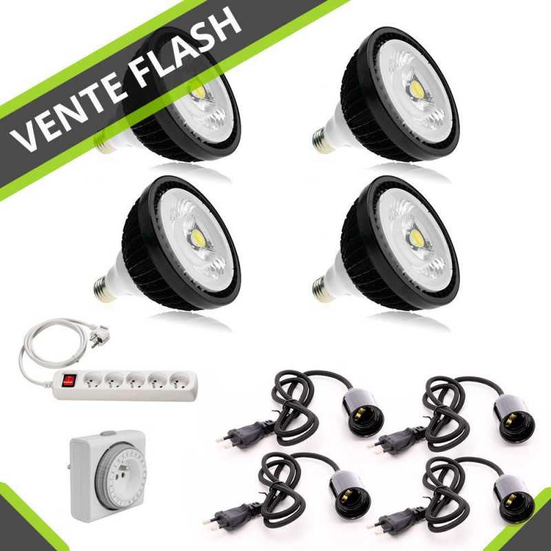 Pack 4x bombillas hortícolas LED COB X20 Plug & Play con programador